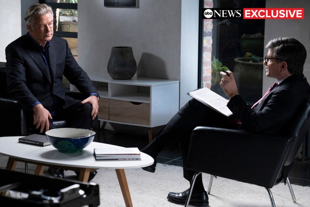 Alec Baldwin, left, during an interview with ‘Good Morning America’ co-anchor George Stephanopoulos. Photo: AP