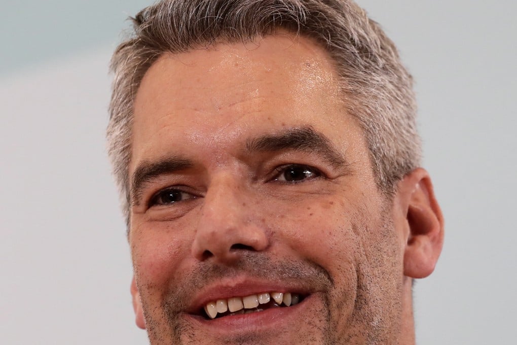 The new designated Austrian Chancellor, interior minister Karl Nehammer, gives a press statement at a press conference after a meeting of the Austrian People’s Party in Vienna on December 3. Photo: AP