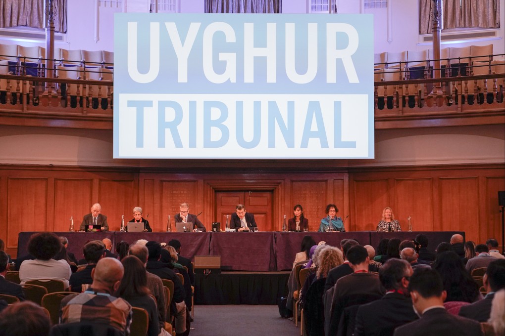 The Uyghur Tribunal delivers the verdict of the independent tribunal assessing evidence on China’s alleged rights abuses in London on Thursday. Photo: AP