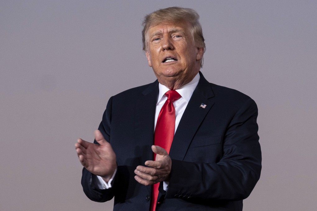 Former US president Donald Trump prepares to take the stage during his Save America rally in Perry, Georgia, in September. Photo: AP