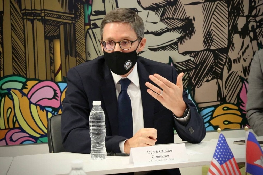 US State Department Counsellor Derek Chollet speaks during a briefing with media in Phnom Penh. Photo: US Embassy in Cambodia Handout via Reuters