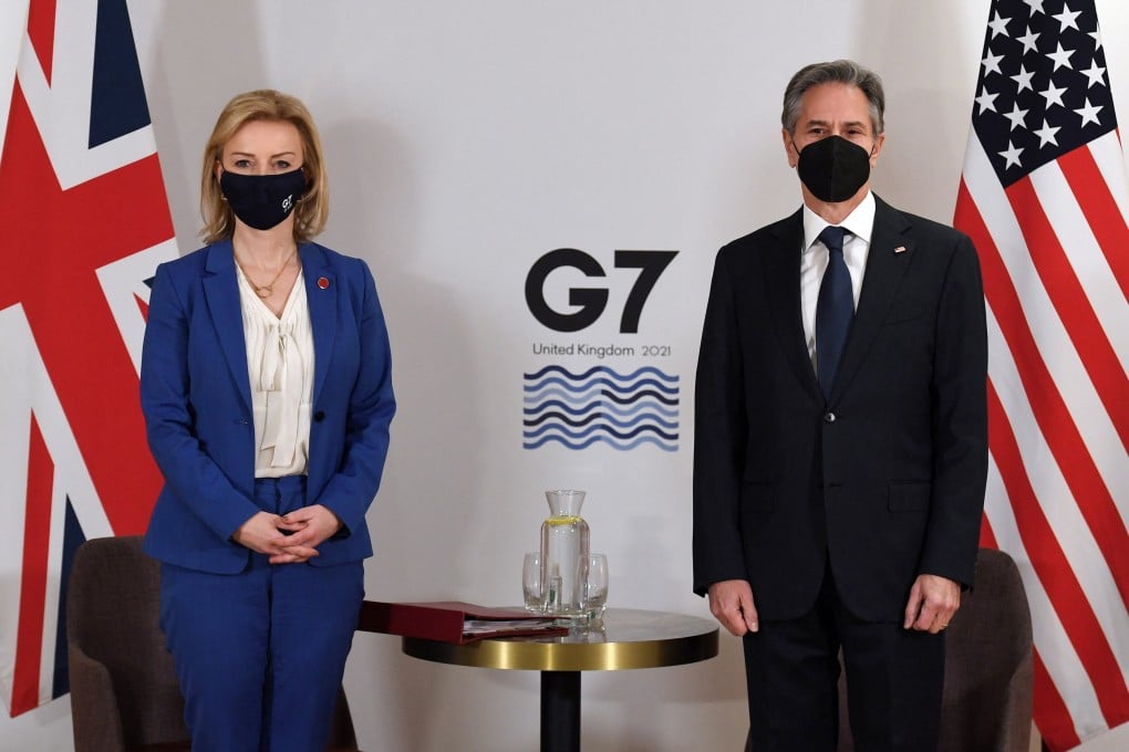 UK Foreign Secretary Liz Truss and US Secretary of State Antony Blinken pictured ahead of the G7 foreign ministers summit in Liverpool, Britain. Photo: Reuters