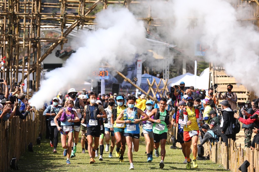 Runners take off for the start of the 168km division at Thailand by UTMB race. Photo: Thailand by UTMB
