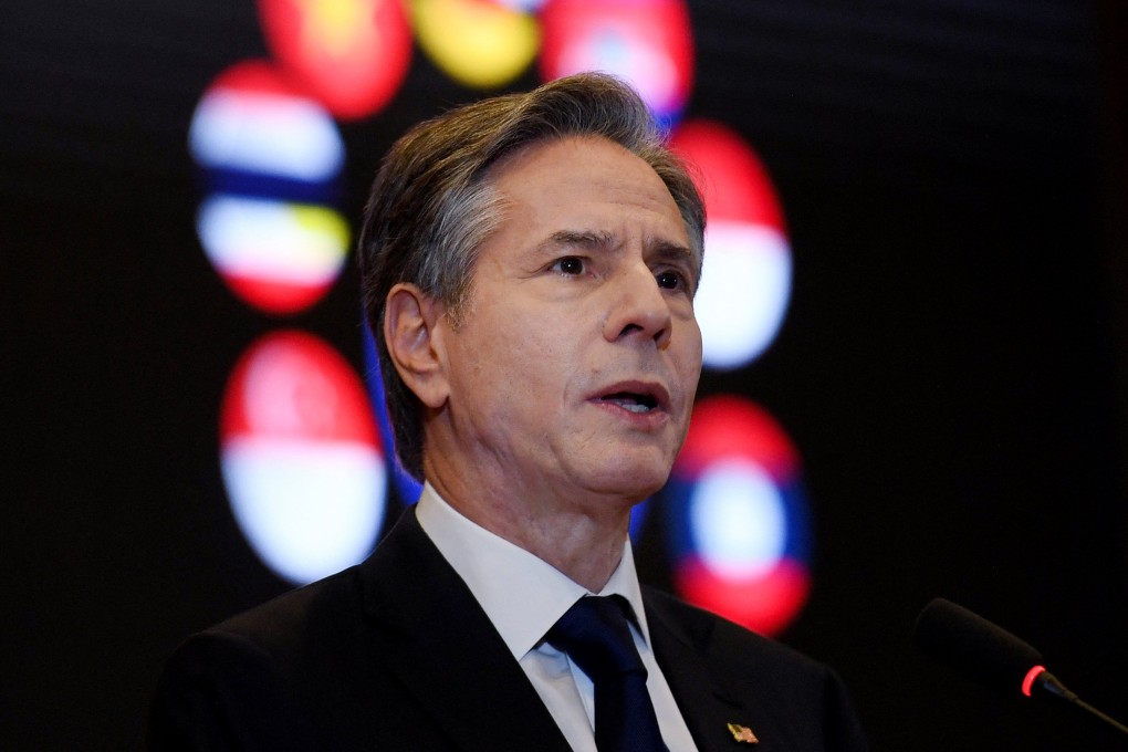 US Secretary of State Antony Blinken speaks on Tuesday at the University of Indonesia in Jakarta. Photo: Pool via Reuters