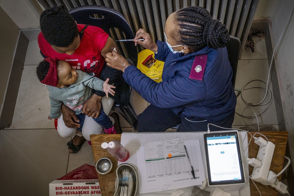 A woman gets vaccinated against Covid-19 in Johannesburg, South Africa. Photo: AP