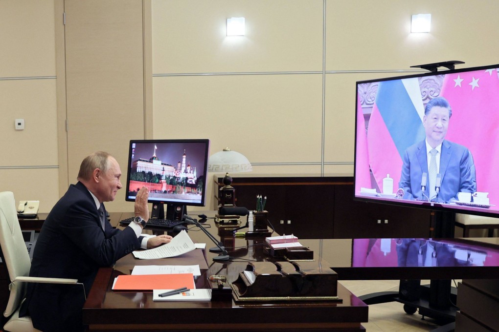 Russian President Vladimir Putin at the video meeting with Chinese President Xi Jinping. Photo: AFP
