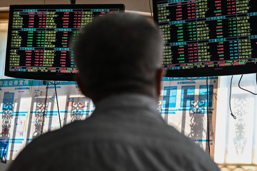 An investor monitors stock price movements at a securities company in Shanghai on September 24. Chinese stocks are attractively priced compared to those in the US, but there are still reasons to be cautious. Photo: AFP