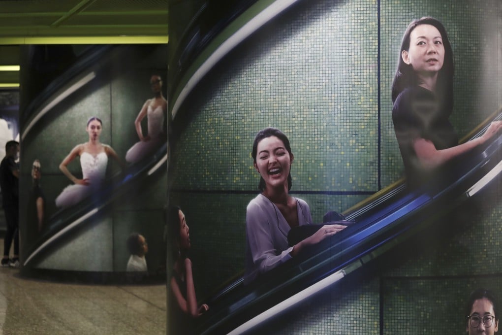 The Wan Chai MTR station, seen here on June 21, has been transformed into an art gallery of sorts as part of a collaboration with Hong Kong Ballet. Photo: Jonathan Wong