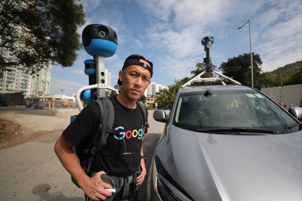 Google Maps Street View operator Raf Ho prepares to take his car with a Street View tracker mounted on its top to photograph Hong Kong’s Lantau Island. Photo: Xiaomei Chen