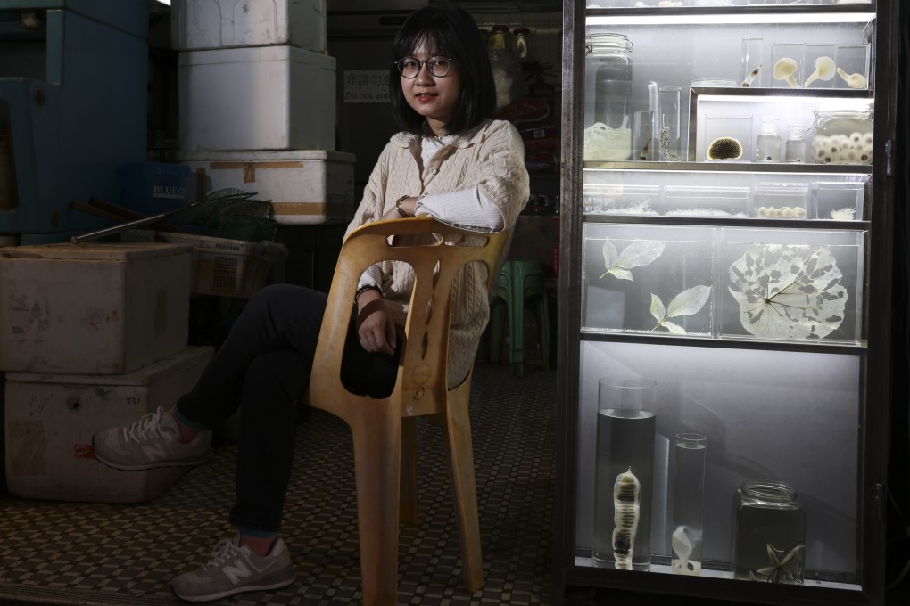 Artist So Wing-po with her work “Invisible Island” for the “Lamma Mia” public art project in Sok Kwu Wan, Lamma Island. Fifteen artists from elsewhere in Hong Kong are taking part. Photo: K.Y. Cheng