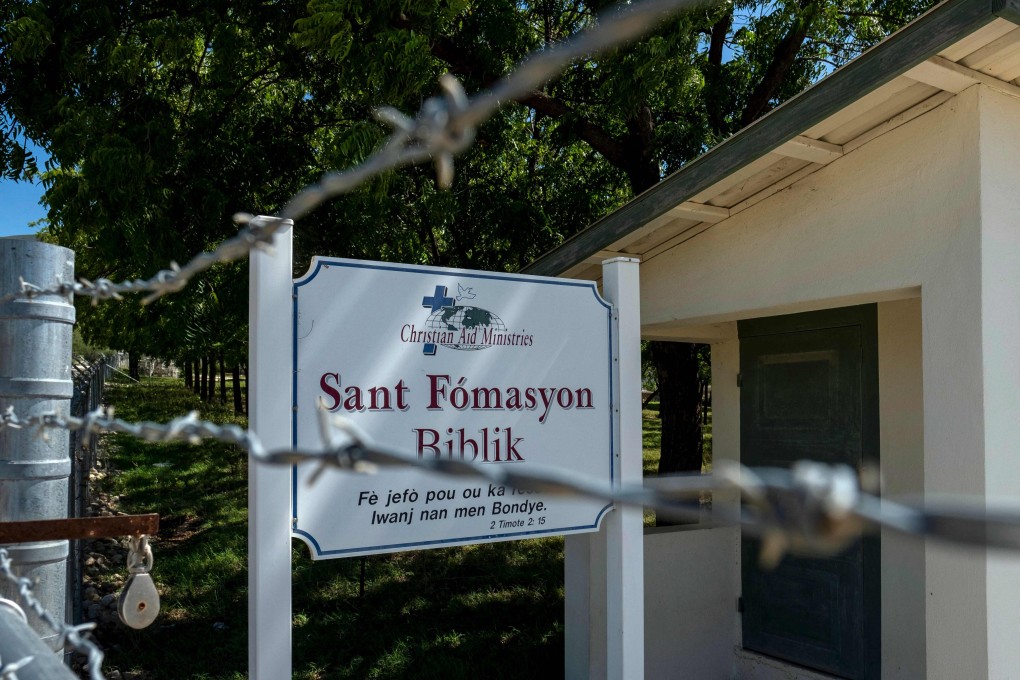 A sign stands outside the Christian Aid Ministries in Titanyen, Haiti in October. Photo: AFP