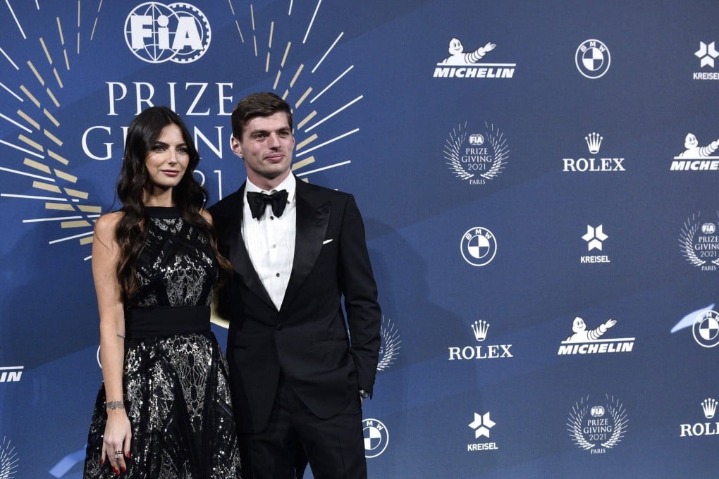 F1 world champion Max Verstappen (right) and his partner Kelly Piquet at the FIA Prize Giving 2021 gala in Paris. Photo: AFP