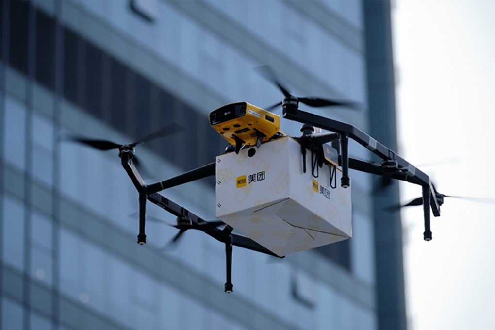 Meituan launches its first drone delivery trial in a commercial area in Shenzhen on December 17, 2021. Photo: Handout