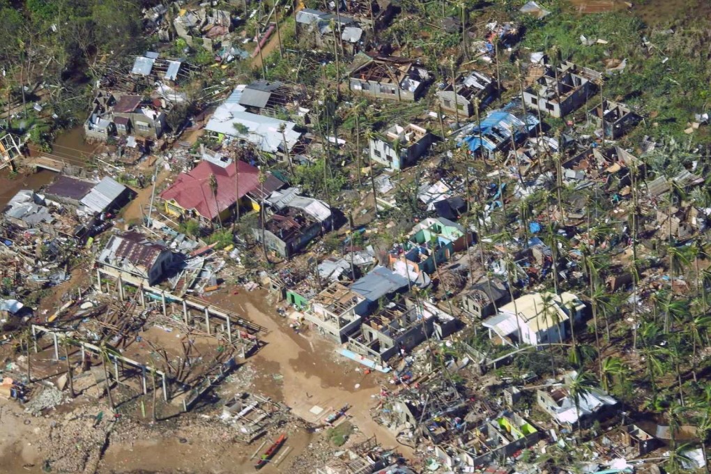 An aerial view of a village in Surigao City, southern Philippines after the typhoon. Photo:  Philippine Coast Guard