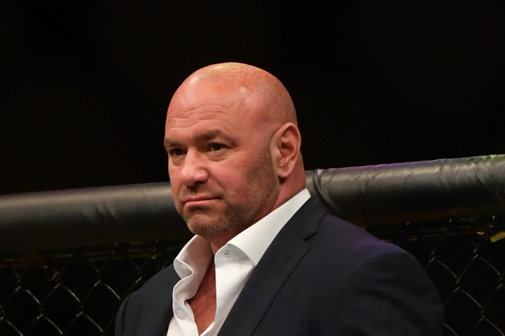 Dana White in the UFC Octagon at UFC 249 at VyStar Veterans Memorial Arena. Photo: Jasen Vinlove-USA TODAY Sports