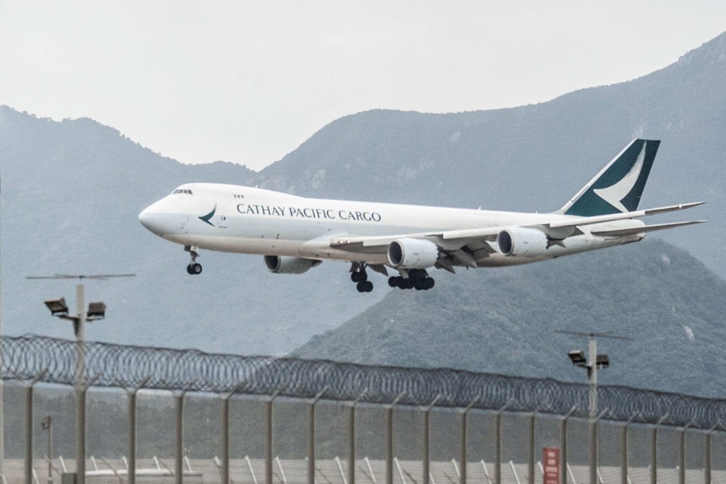 A Cathay Pacific cargo plane prepares to land at Hong Kong International Airport. Photo: AFP