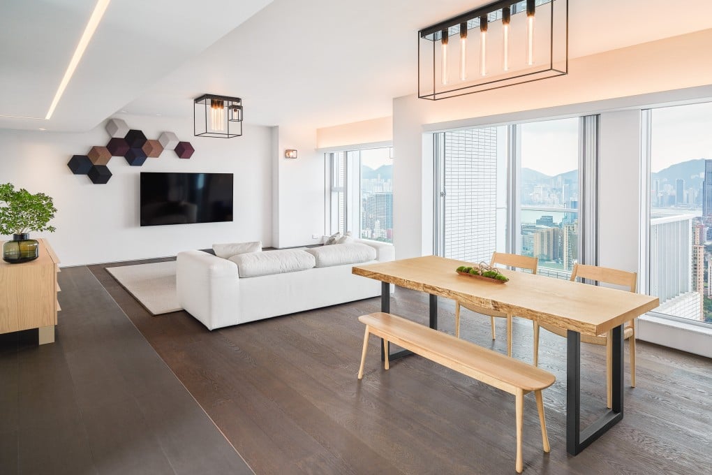 An apartment in Ho Man Tin, Hong Kong, redesigned with a tranquil colour palette and minimal style, ensures the view outside, not the furniture inside, is the focus. Photo: Albert Poon