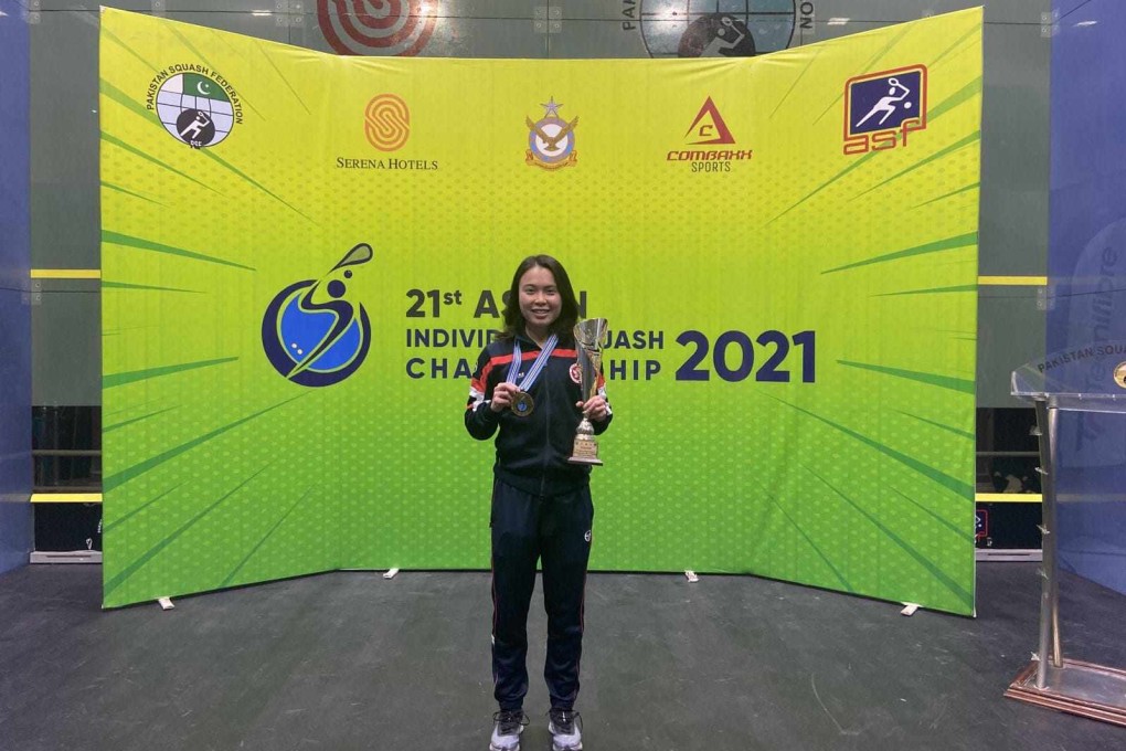 Tong Tsz-wing with her trophy after winning the Asian Championships women’s singles title. Photo: Handout
