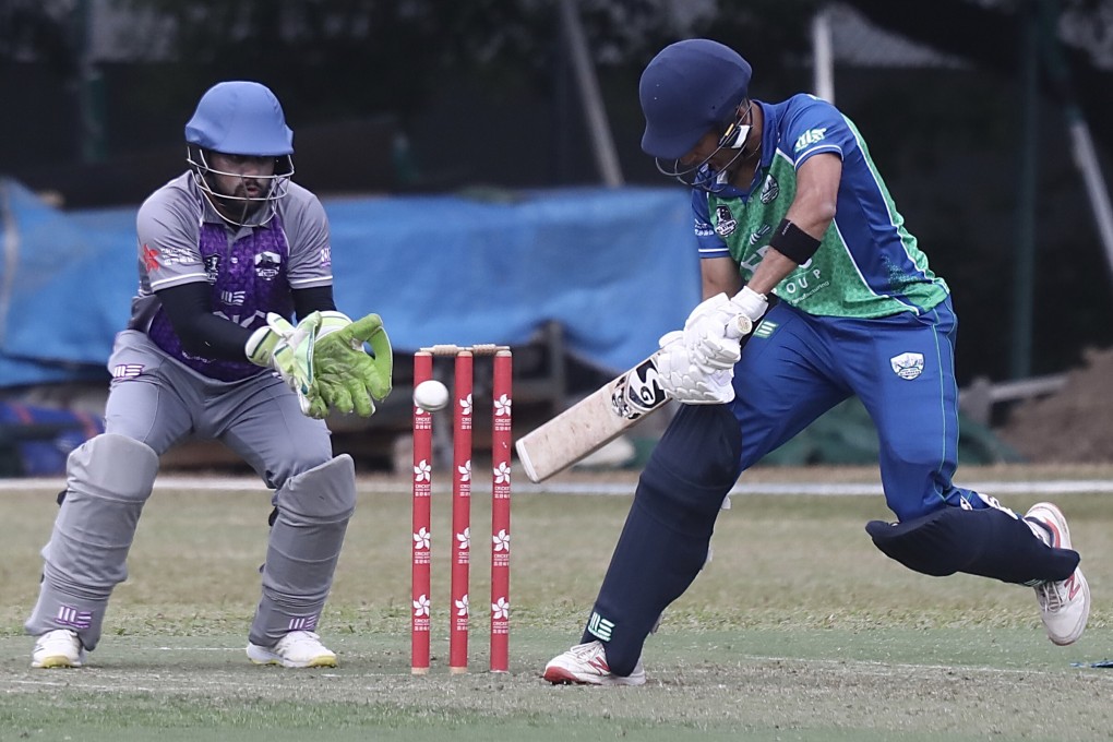 HK Islander’s Adit Gorawara (right) in bats during the All Stars Series. Photo: SCMP / Jonathan Wong
