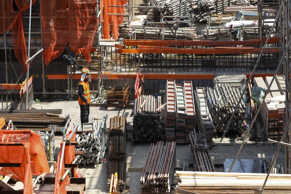 A construction worker at a site of the Wan Chai MTR section of the Sha Tin-Central link in Hong Kong on October 12, 2020. Photo: SCMP / Nora Tam