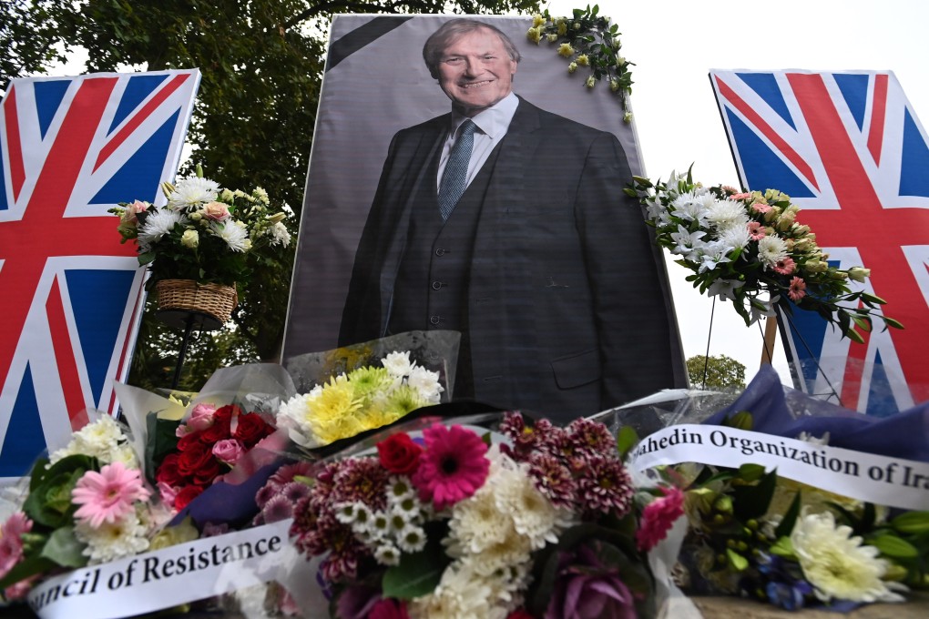 A vigil for British MP Sir David Amess in London in October 2021 after he was stabbed to death. Photo: EPA-EFE