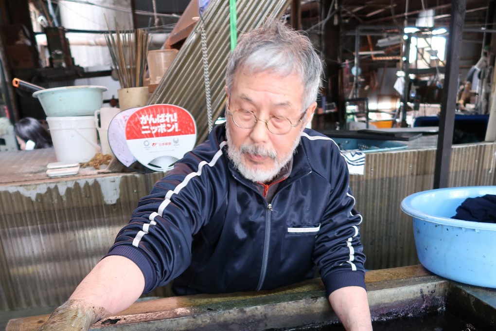 Toshiharu Furusho, a sixth-generation traditional indigo dyer in Tokushima, Japan, has been recognised as an artisan with special intangible cultural skills. Photo: Julian Ryall