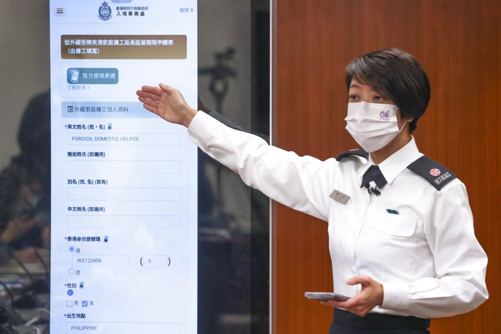 Assistant Principal Immigration Officer Hui Yat-ling holds a press conference to introduce the new e-visa application process. Photo: May Tse
