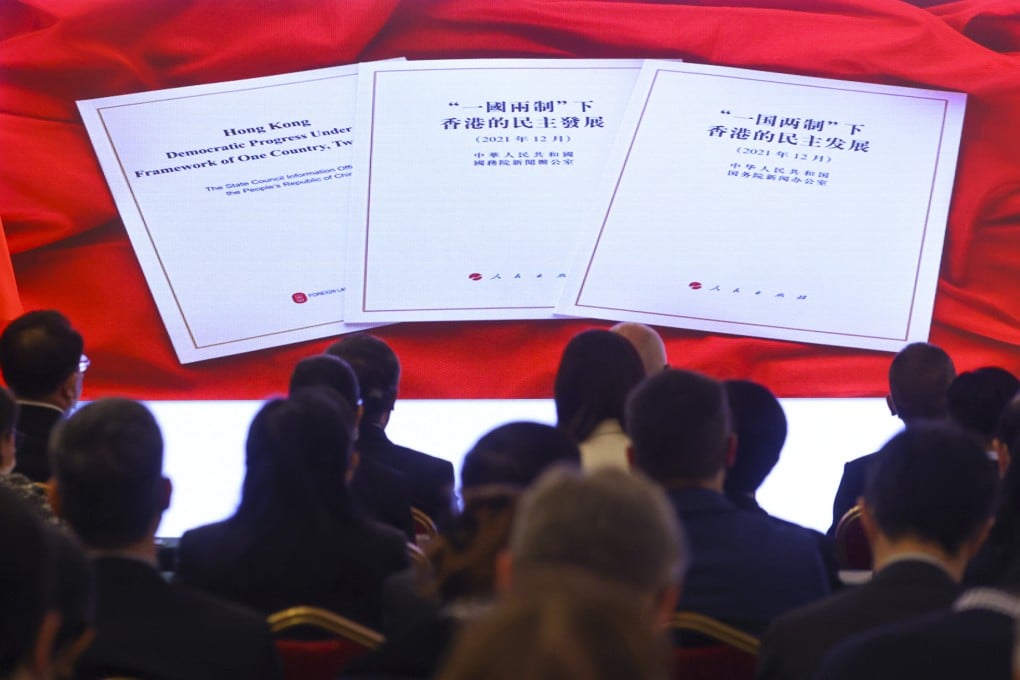 Liu Guangyuan, commissioner of the Chinese foreign ministry’s Hong Kong office, briefed foreign officials and local media on the country’s plans for Hong Kong’s democratic development. Photo: Dickson Lee