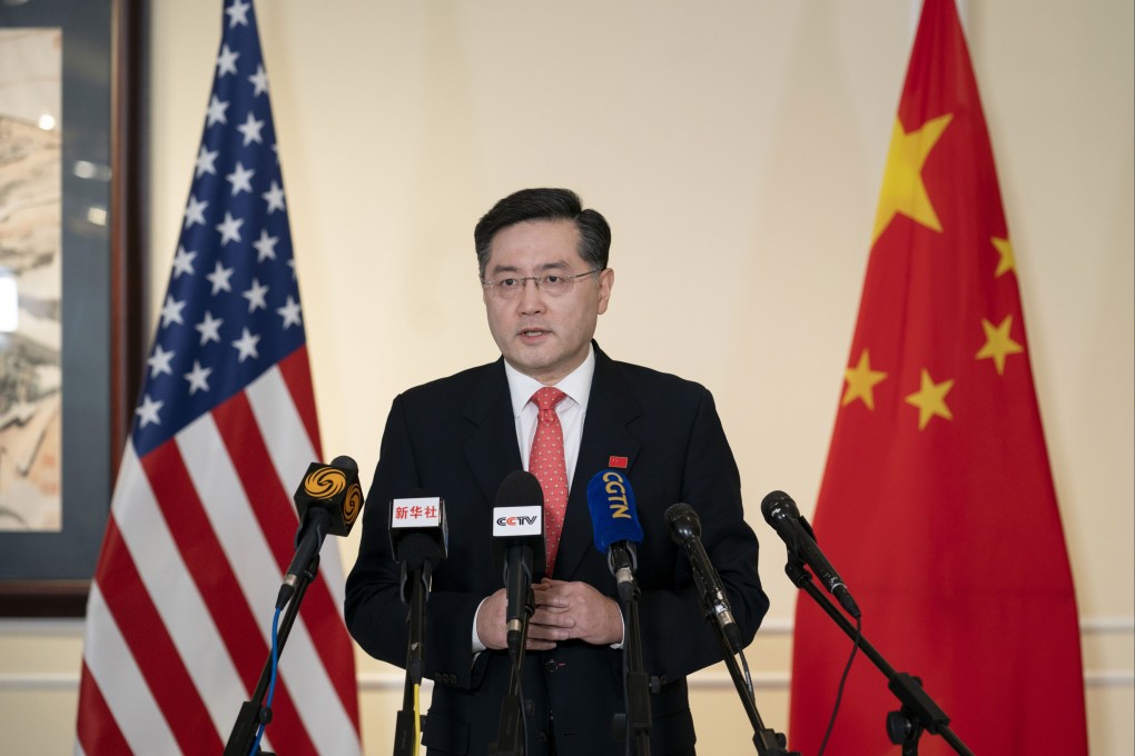 China’s ambassador to the United States Qin Gang called on attendees of a virtual event in Washington to find ways to get the relationship back on track. Photo: Xinhua