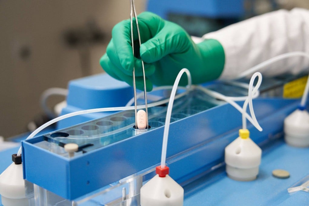 The making of Pfizer’s experimental Covid-19 antiviral pills, Paxlovid inside a laboratory in Freiburg, Germany. Photo: Pfizer Inc / EPA-EFE