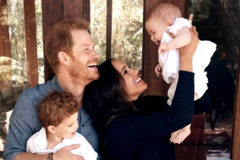 Britain’s Prince Harry and Meghan shared their first photo of baby Lilibet Diana, seen here with the couple and older brother Archie. Photo: Alexi Lubomirski