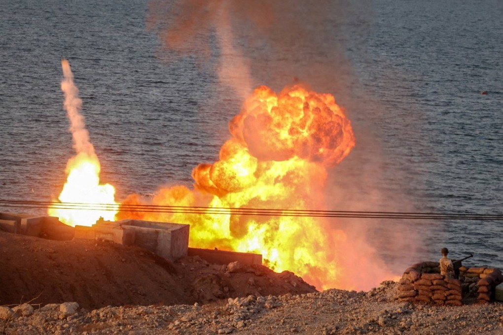 A fireball is seen as missiles launch during a joint exercise called the “Great Prophet” in the southwest of Iran, in this picture obtained on Wednesday. Photo: West Asia News Agency via Reuters