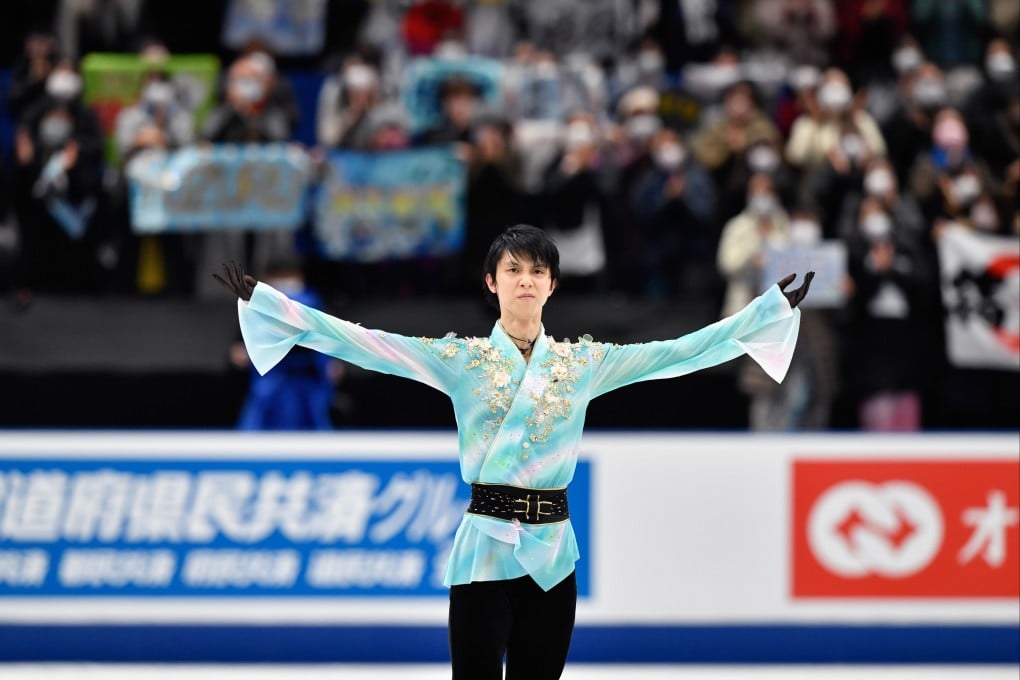 Yuzuru Hanyu reacts after winning the men’s free skating competition in Saitama. Photo: Xinhua