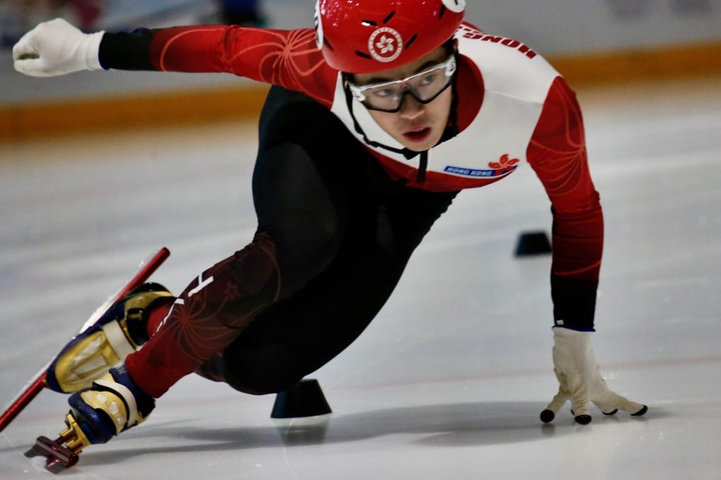 Hong Kong speedskater Sidney Chu training for the 2022 Winter Olympic Games 500m short-track event. Photo: Michael Chu