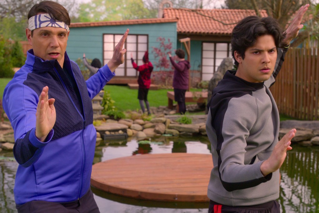 Ralph Macchio (left) as Daniel LaRusso and Xolo Maridueña as Miguel Diaz in Cobra Kai. Maridueña, an upcoming DC superhero, reveals what it is like to work on season four of the Netflix show. Photo: Netflix