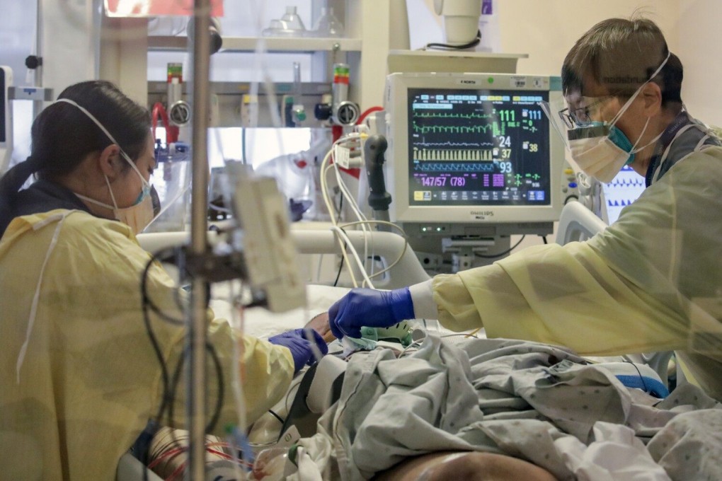Doctors attend to a Covid-19 patient at a hospital’s intensive care unit in the US state of California on December 22. Photo: Irfan Khan/Los Angeles Times/TNS