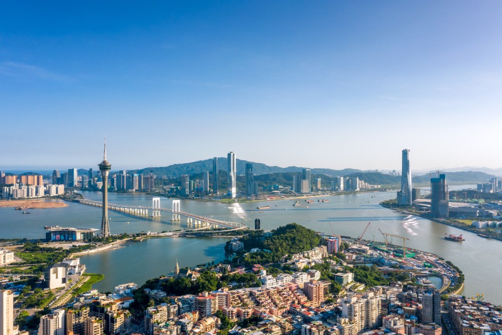 Hengqin, top, and Macau, bottom, are seen in this file photo from August this year. Photo: Getty Images
