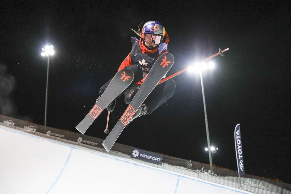 Eileen Gu on her way to winning the women’s World Cup freestyle halfpipe in Calgary. Photo: dpa