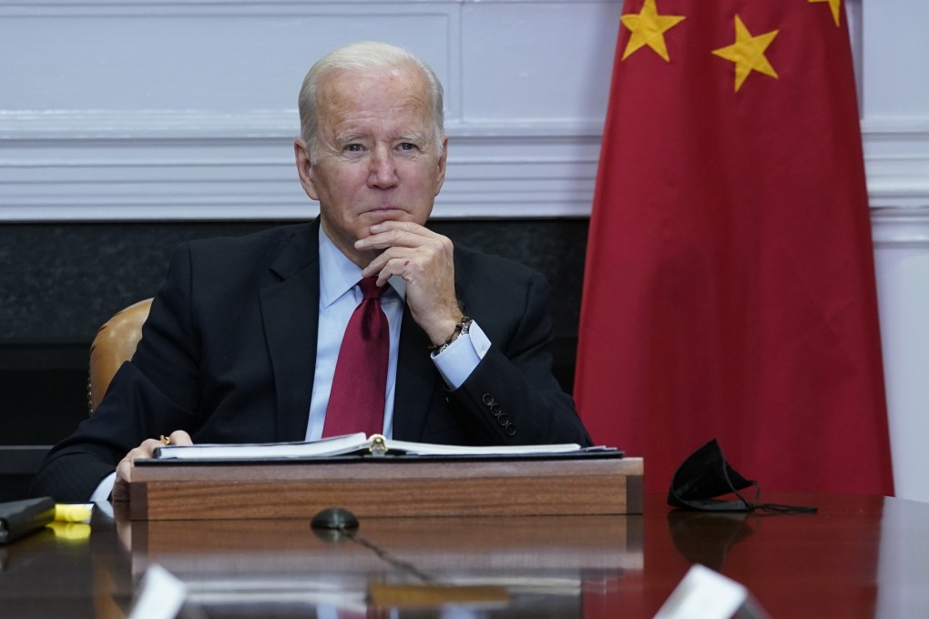 US President Joe Biden at a virtual meeting with Chinese President Xi Jinping on November 15, 2021. Photo: AP