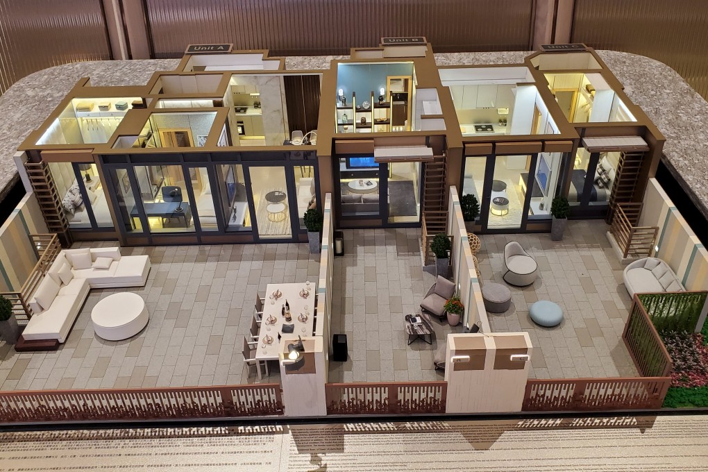 A model of a studio flat with garden at the #Lyos housing development in Hung Shui Kiu at CK Asset Holding’s sales office in Hung Hom on 4 November 2021. Photo:  Edmond So