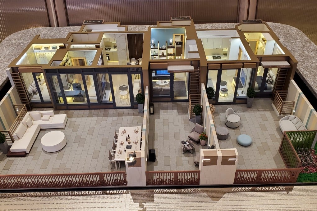 A model of a studio flat with garden at the #Lyos housing development in Hung Shui Kiu at CK Asset Holding’s sales office in Hung Hom on 4 November 2021. Photo: Edmond So