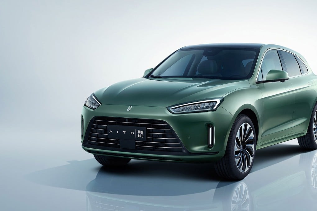 Huawei launched its latest smart car Aito M5 in collaboration with Chinese car brand Seres. Photo: Handout