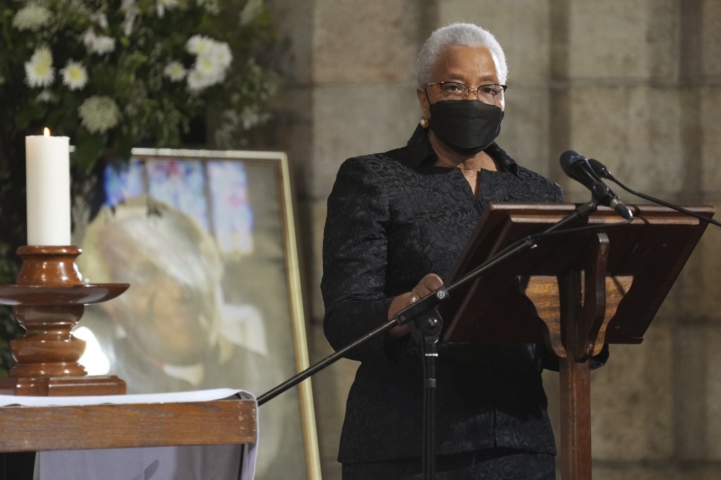 Nelson Mandela’s widow Graca Machel speaks at the funeral service of Desmond Tutu on January 1, 2022. Photo: AP
