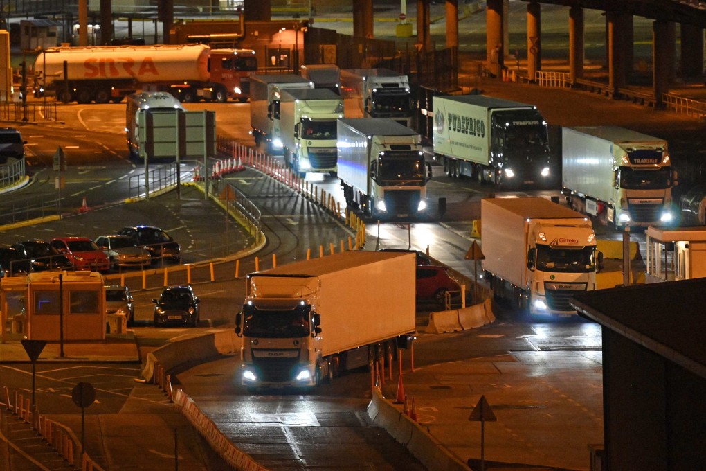 Trucks arrive at the port of Dover on the south-east coast of England as Britain officially left the European Union trading block on New Year’s Eve 2020. Photo: AFP
