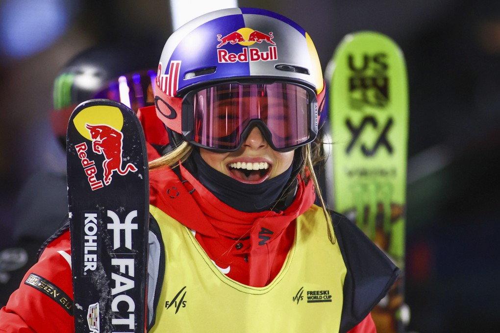 Eileen Gu Ailing after her final run at the FIS World Cup women’s freestyle skiing halfpipe final event in Calgary, Canada. Photo: AP
