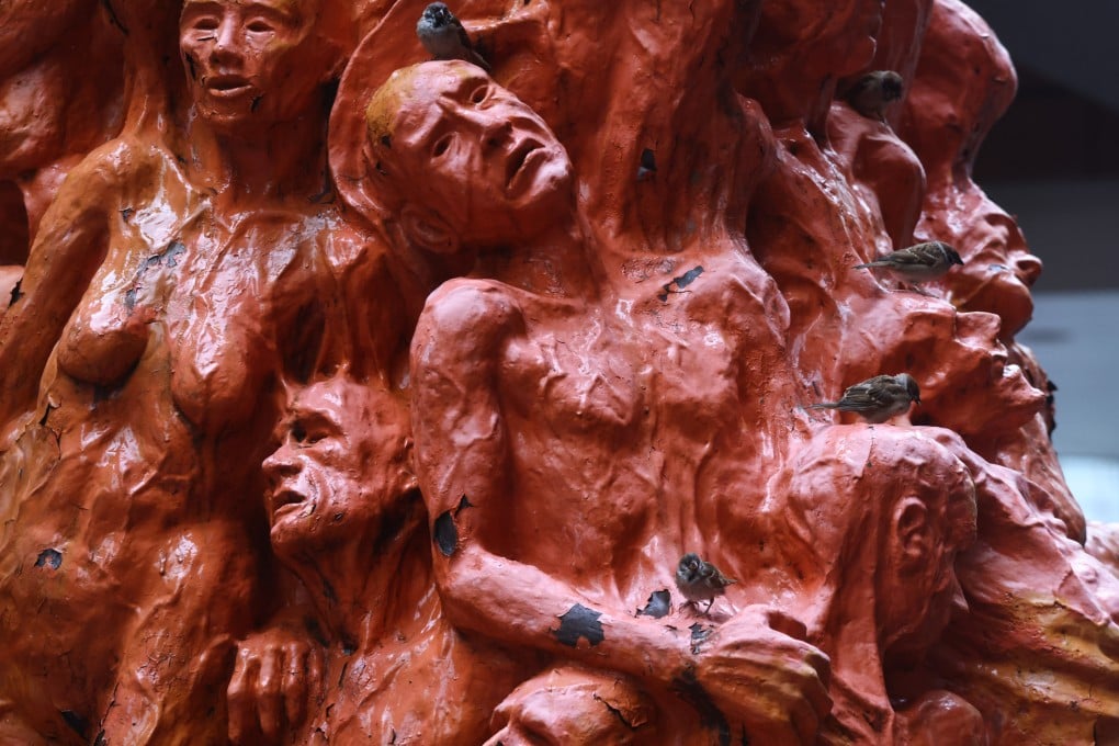 The Pillar of Shame sculpture before it was removed from the University of Hong Kong (HKU) campus. Photo: K. Y. Cheng