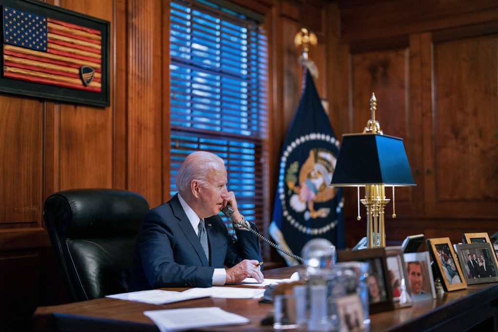 US President Joe Biden speaks on the phone to his Russian counterpart Vladimir Putin. Photo: AFP PHOTO/WHITE HOUSE
