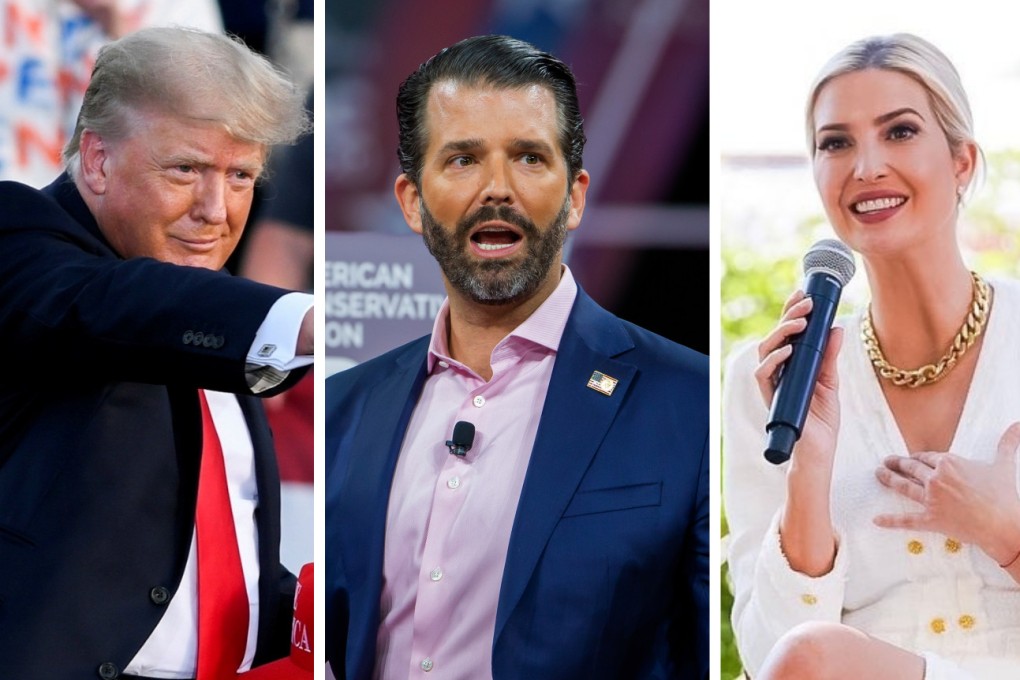 From left, Donald Trump, Donald Trump Jnr and Ivanka Trump. Photos: EPA-EFE, Reuters, @ivankatrump / Instagram