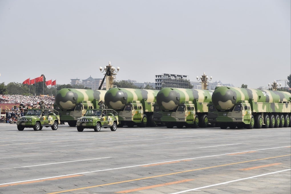 Chinese intercontinental strategic nuclear missiles on parade in Beijing. Photo: Xinhu