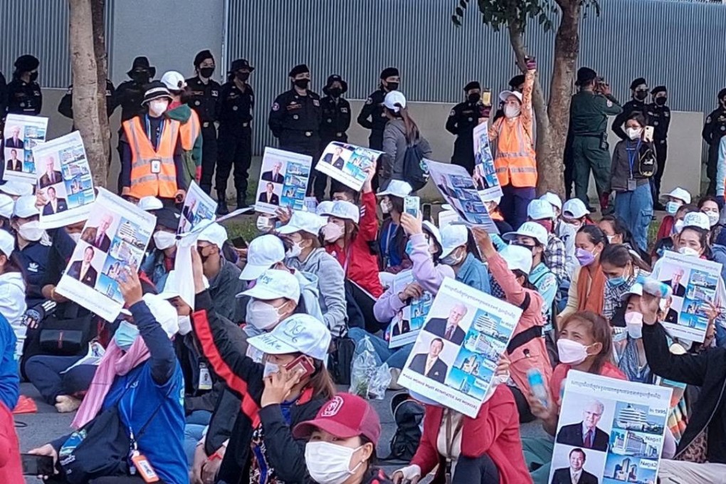 A protest against NagaCorp in Phnom Penh, Cambodia, on January 4, 2021. Photo: Danielle Keeton-Olsen